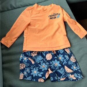 Carters 12 month Boy Rash guard and bathing suit shorts